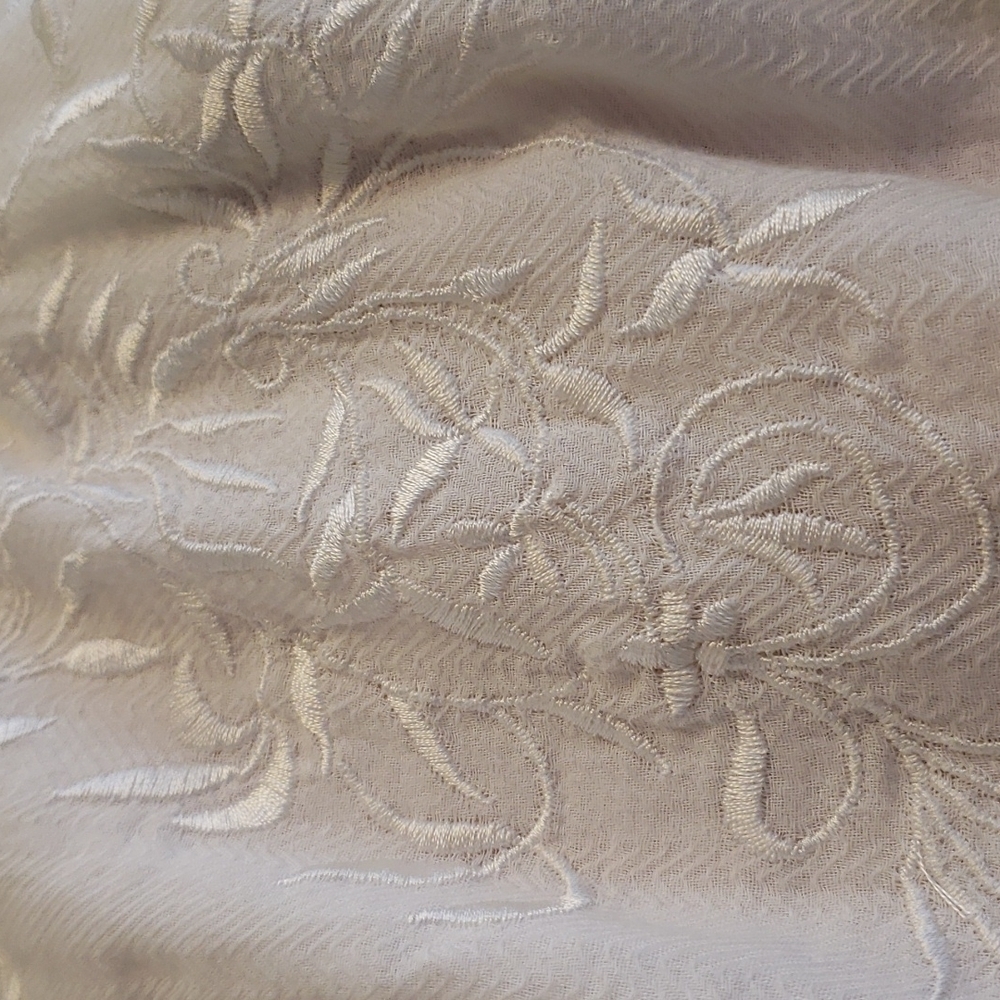 Lucky Brand White  Embroidered Lacy Top Cold Shoulder Feminine Blouse Summer - Picture 6 of 16